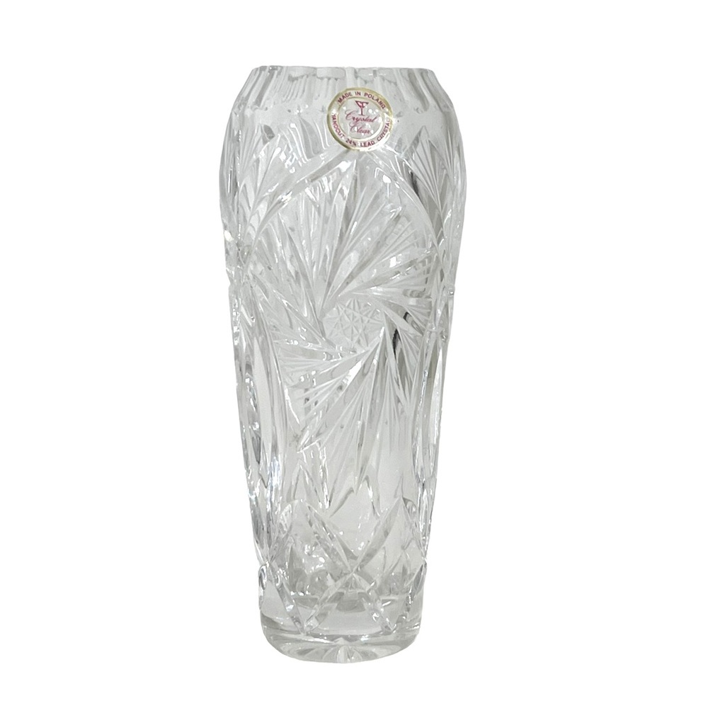 Crystal Clear Industries Crystal Flower Vase Hand Cut in Poland 24% Lead